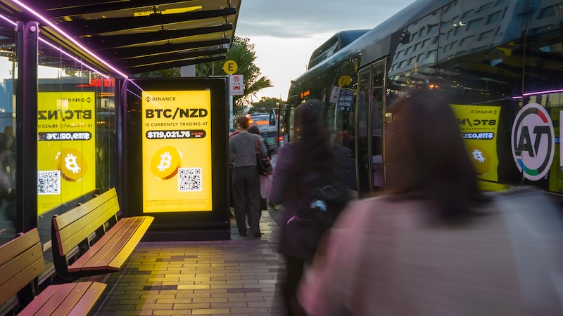 QMS NZ and Binance deliver NZ first pDOOH takeover